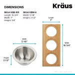 Kraus 16.75 in. Bamboo Workstation Kitchen Sink Serving Board Set with 3 Stainless Steel Prep Bowls thumbnail 7