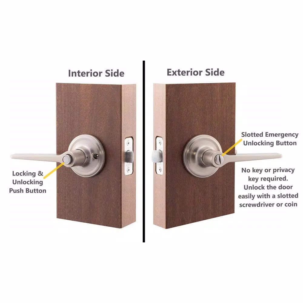 Copper Creek Zane Contemporary Satin Stainless Steel Privacy Lever for Bedroom and Bathroom