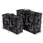 Vintiquewise Set of 2 Vintage-Style World Map Wooden Suitcase Trunks with Leather Straps - Green thumbnail 7