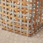 Home Decorators Collection Square Galvanized Metal and Bamboo Woven Decorative Baskets, Set of 2 thumbnail 4