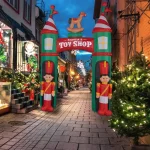 Fraser Hill Farm 10 ft. Santa's Toy Shop Archway Inflatable with White Lights thumbnail 11