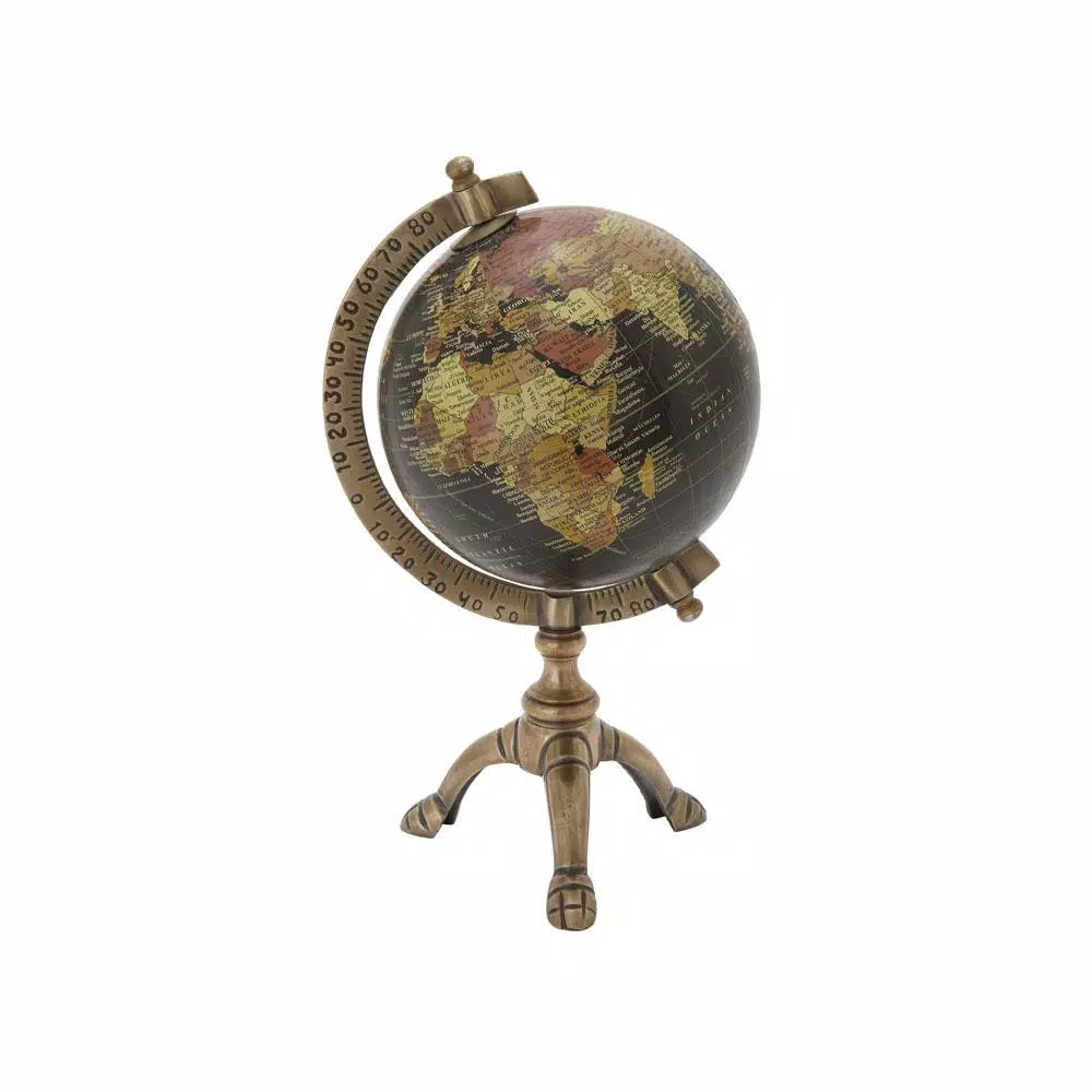 LITTON LANE 12 in. Vintage Globe with Oil-Rubbed Bronze Tripod Base