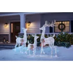 Home Accents Holiday 3-Piece Fantasleigh Outdoor Christmas Deer Family Sculpture with 295 LED Cool White Lights thumbnail 2