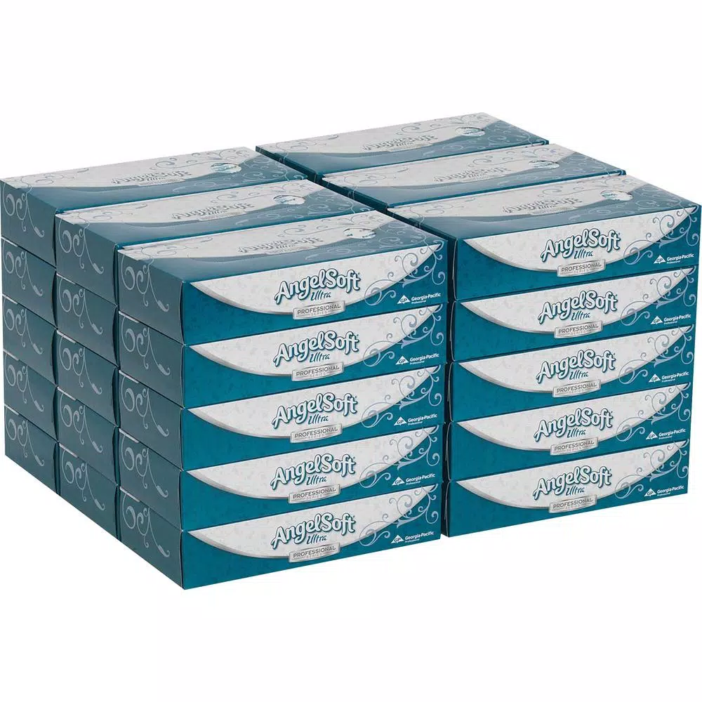 Angel Soft Ultra White Premium 2-Ply Facial Tissue, 125 Sheets per Box, 30 Box Bulk Pack