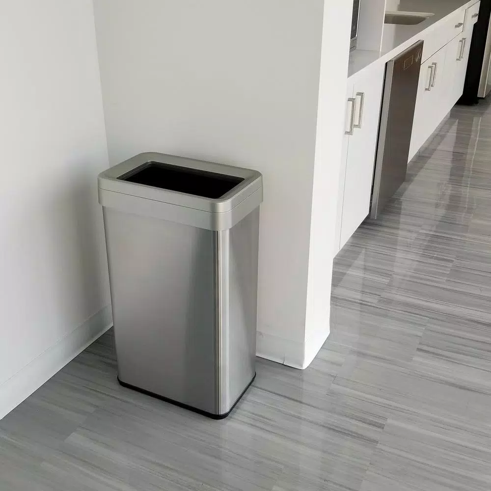 iTouchless 18 Gal. Stainless Steel Slim Open Top Commercial Trash Can with Dual Odor Filters