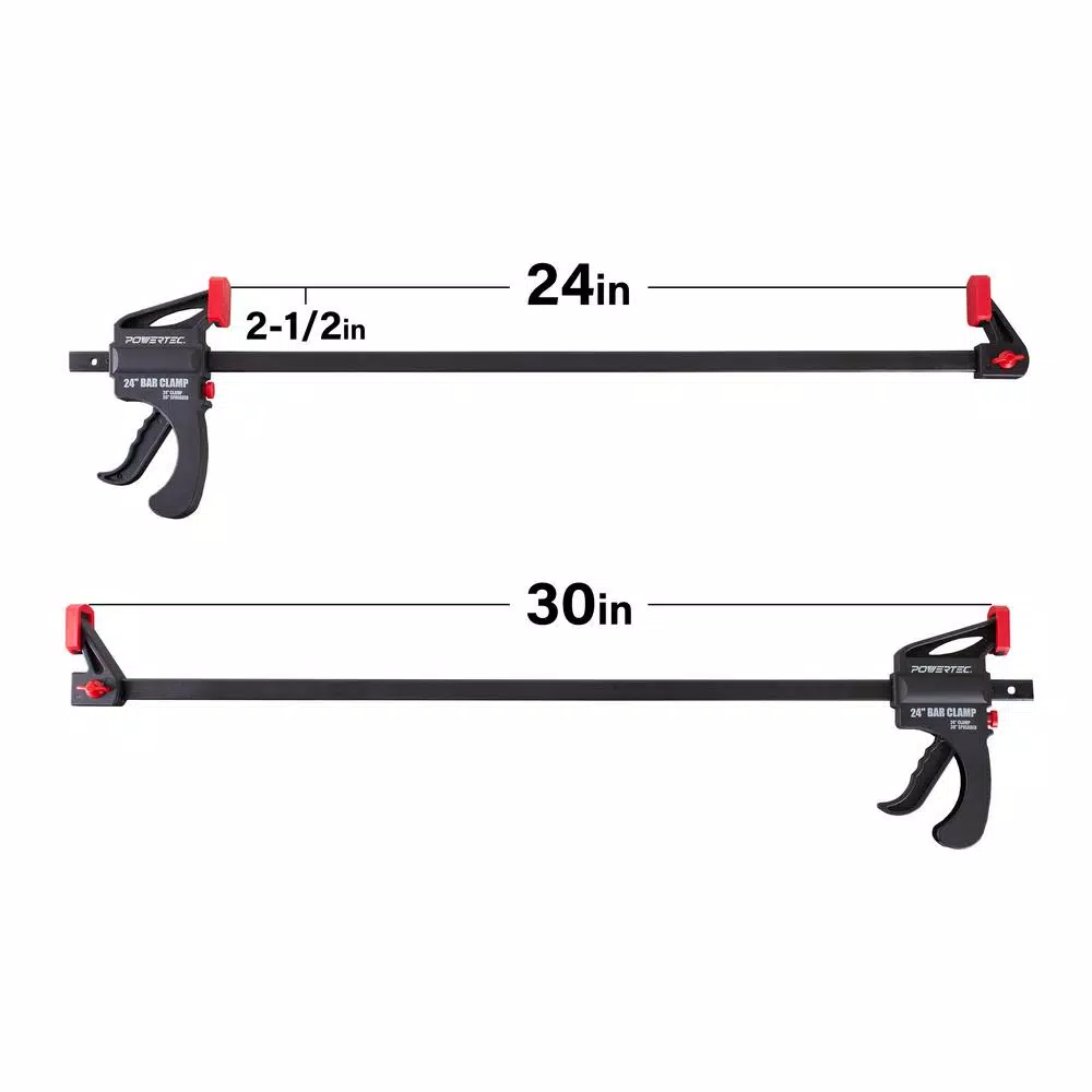 POWERTEC 24 in. Quick Release Ratcheting Bar Clamp and 30 in. Spreader Set, 2-Pack