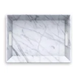 Unbranded Carrara Handle Melamine Serving Tray, White Rectangle Platter thumbnail 1