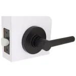 Defiant Highland Matte Black Passage Door Lever with Round Rose thumbnail 3