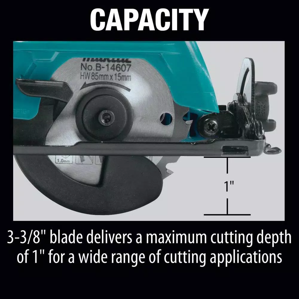 Makita 12V MAX CXT Cordless 3-3/8 in. Circular Saw Kit with Case, 2x 2.0Ah Batteries & Charger