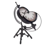 LITTON LANE Classical 14 in. Rusted Black Iron Tripod Table Clock with Alarm thumbnail 3