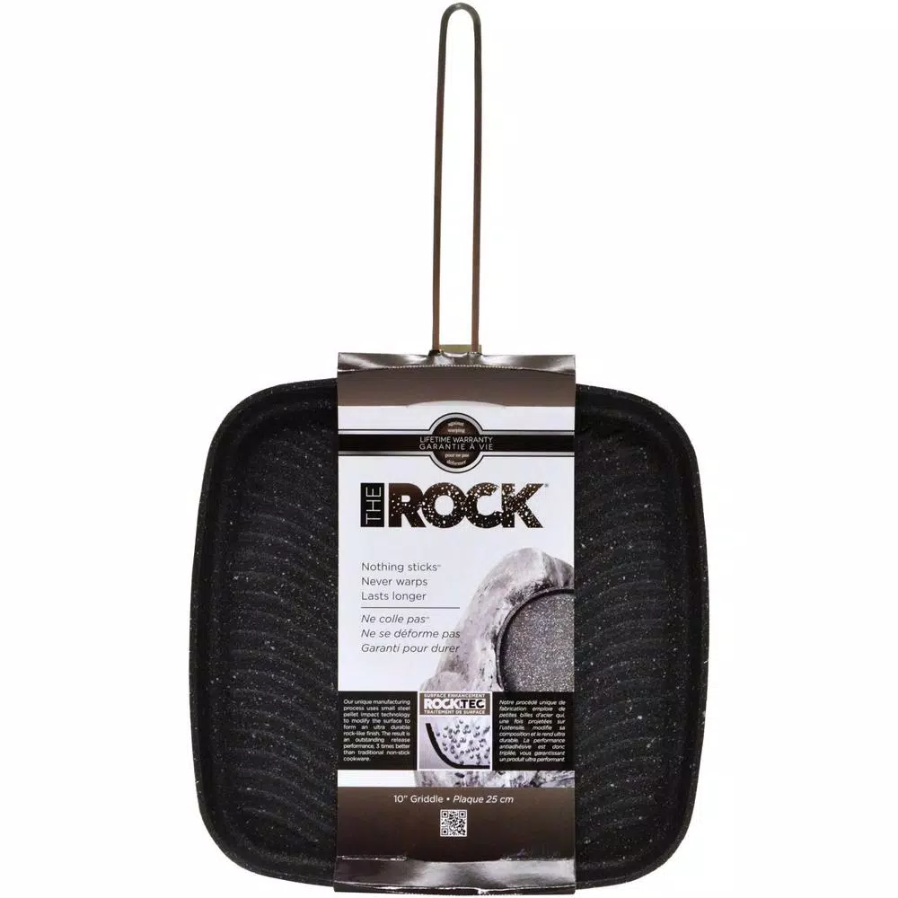 Starfrit The Rock 10.2 in. Aluminum Nonstick Grill Pan, Black Speckle