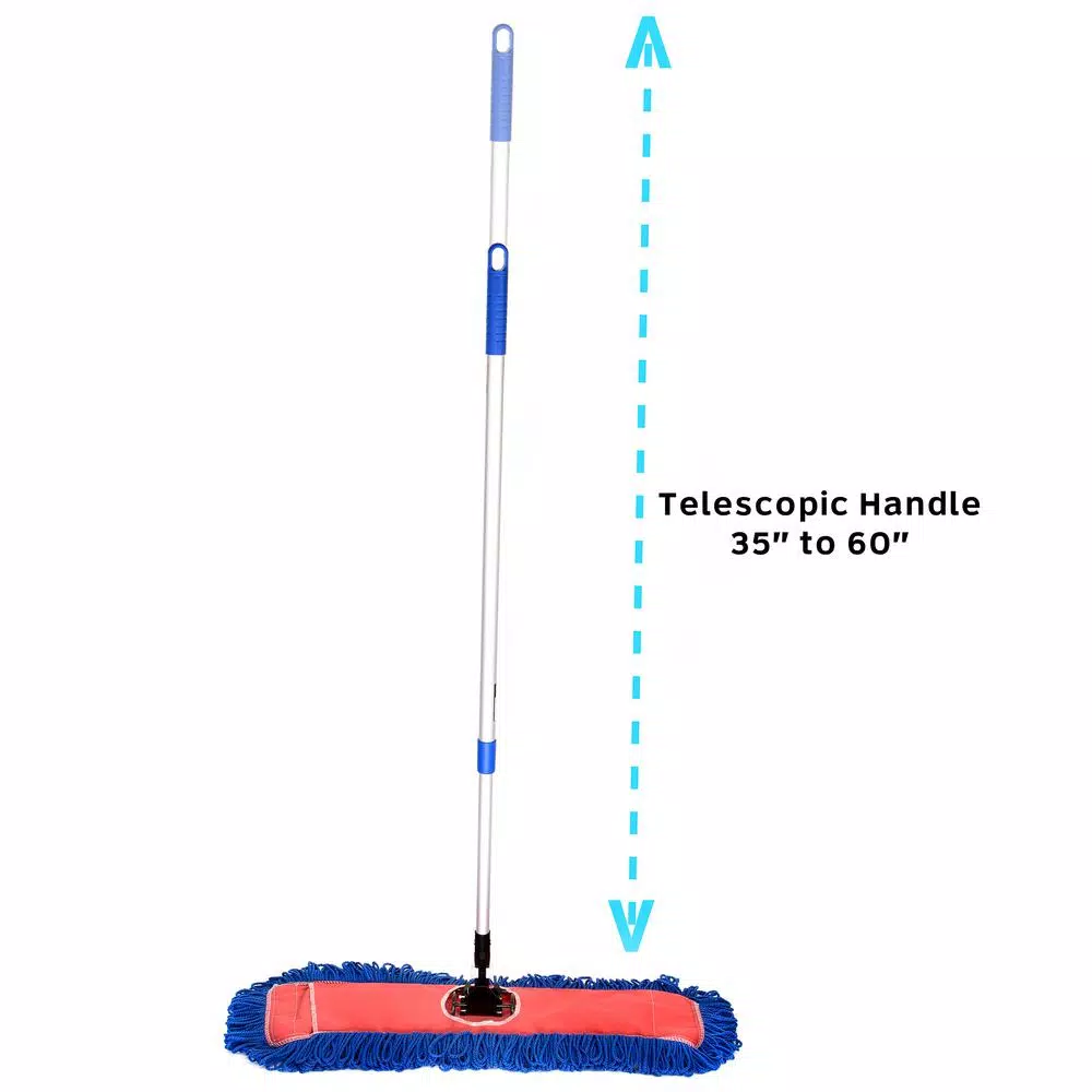 Alpine Industries 24 in. Microfiber Wet/Dry Dust Mop Set with 60 in. Telescopic Handle