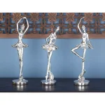 LITTON LANE 14 in. Decorative Ballerina Sculptures in Silver Polystone (3-Pack) thumbnail 1