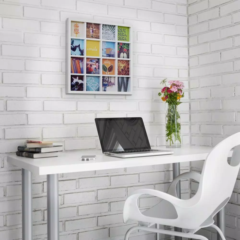 Umbra Gridart White Collage Picture Frame - 16 Photo Capacity, 4x4 inch Modern Wood Wall Decor