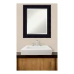 Amanti Art 21 in. W x 25 in. H Mahogany Wood Framed Rectangular Beveled Edge Bathroom Vanity Mirror thumbnail 5