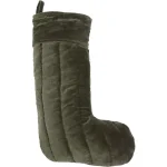 VHC Brands 20 in. Sage Green Velvet Cotton Christmas Stocking - Traditional Holiday Decor thumbnail 1