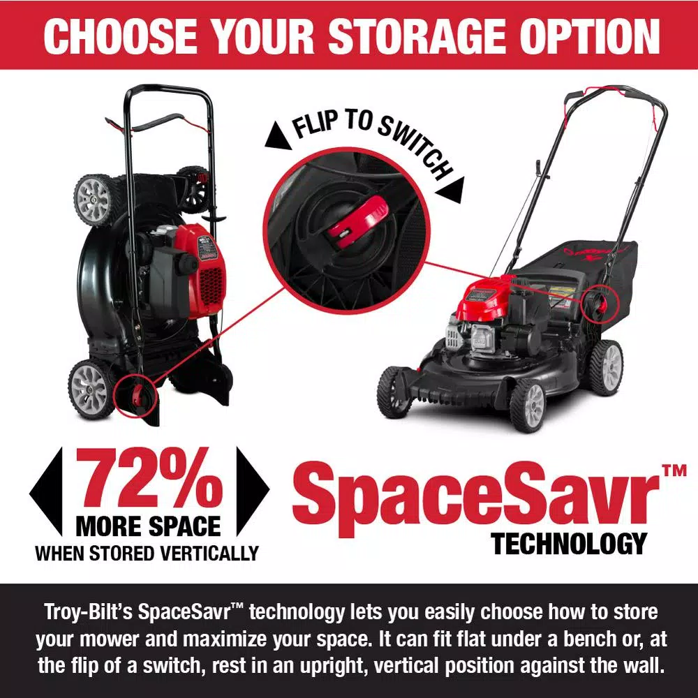 Troy-Bilt TB170 XP 21 in. Gas Push Mower with SpaceSavr Vertical Storage and TriAction Cutting System