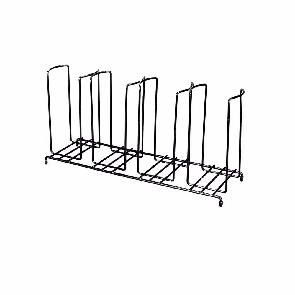 Unbranded Black 4-Section Wire Rack Cup and Lid Organizer for Catering and Restaurants