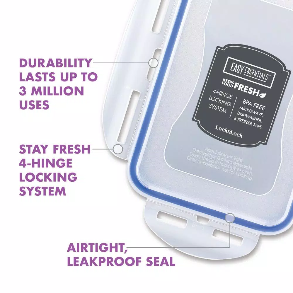 Lock & Lock Easy Essentials 14-Piece Rectangular Food Storage Container Set, BPA-Free