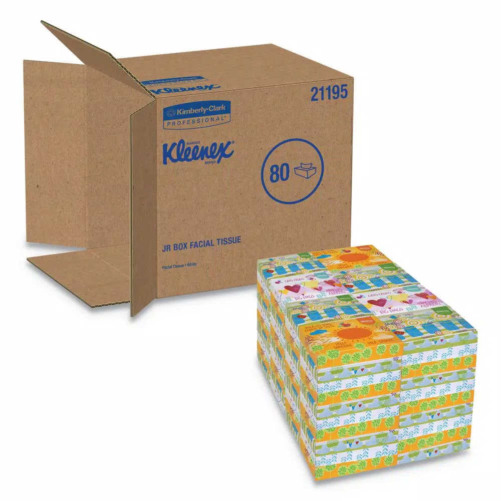 Kleenex Junior 2-Ply Facial Tissue, 40 Tissues per Box, 80 Boxes per Carton