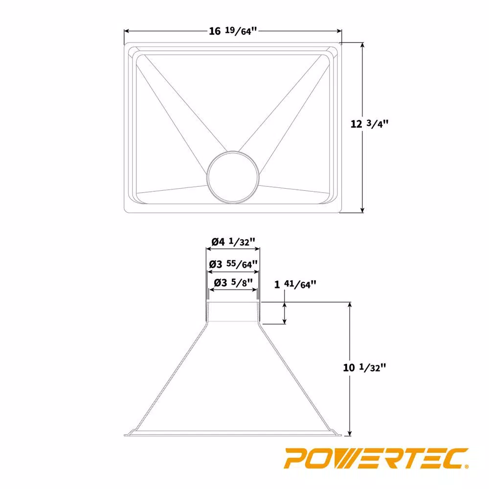 POWERTEC 70122 Big Gulp Dust Hood, 13 in. x 16 in. Dust Collection Attachment