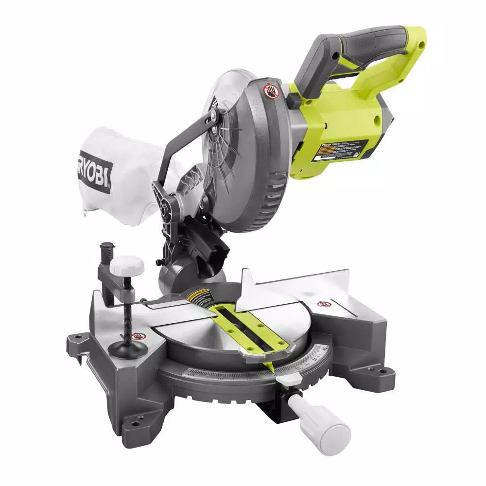 RYOBI ONE+ 18V Cordless 7-1/4 in. Compound Miter Saw Kit with (2) 3.0 Ah LITHIUM+ HP Batteries and Dual Chemistry Charger