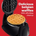 Hamilton Beach Flip Belgian Waffle Maker, Stainless Steel, 800W thumbnail 5