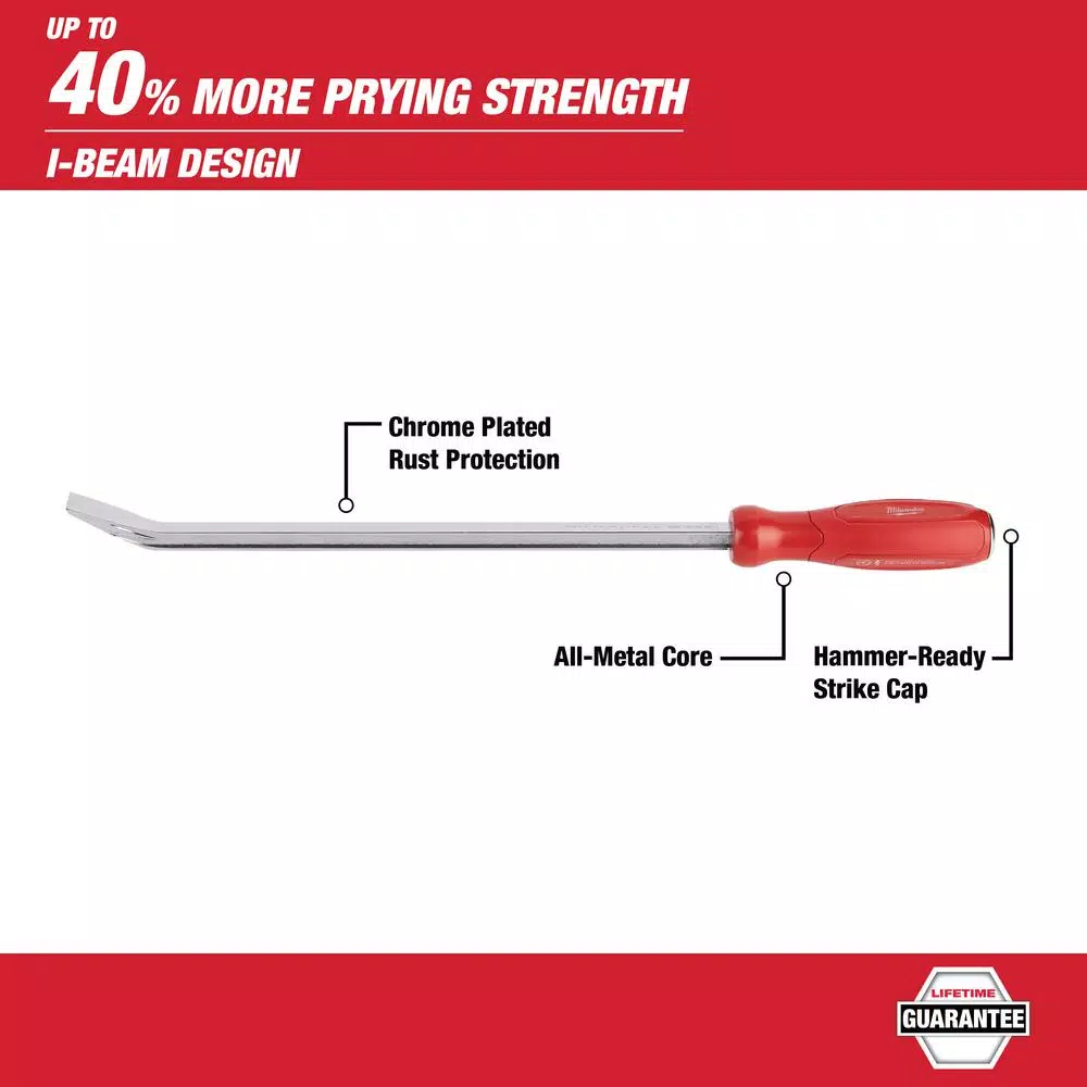Milwaukee 4-Piece Pry Bar Set with I-Beam Design and Hammer-Ready Strike Cap