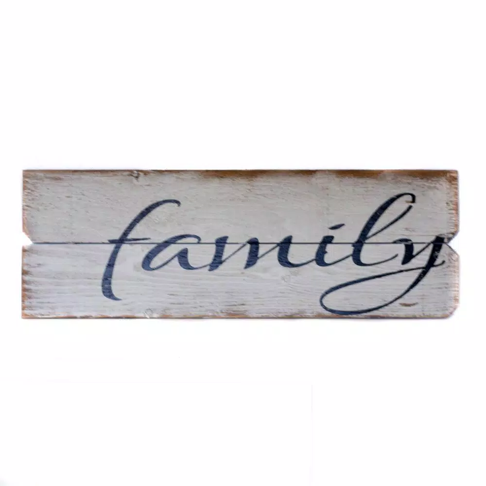 Unbranded Boulder Innovations "Family" Printed Wood Wall Art - 12 x 36 in. Rustic Farmhouse Sign