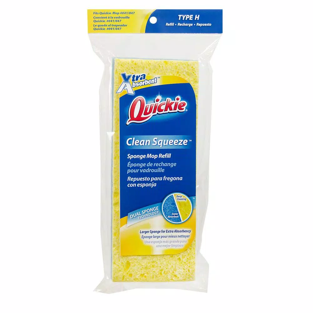 Quickie Automatic Sponge Mop Refill, Type H Cellulose Sponge with Scrubber
