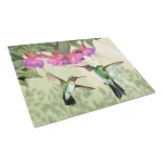 Caroline's Treasures Fuchsia and Hummingbirds Tempered Glass Large Cutting Board, Decorative Rectangle Chopping Board thumbnail 1
