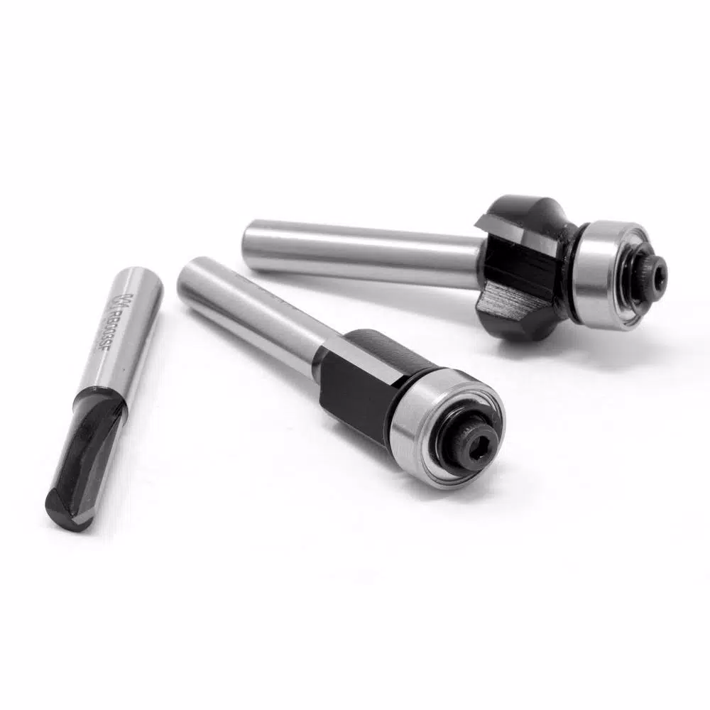 WEN 3-Piece Carbide Tipped Router Bit Set with Heat-Treated HSS Design