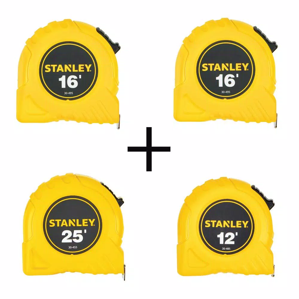 Stanley Tape Measure Bundle: 16 ft., 25 ft., and 12 ft. Polymer-Coated Measuring Tapes