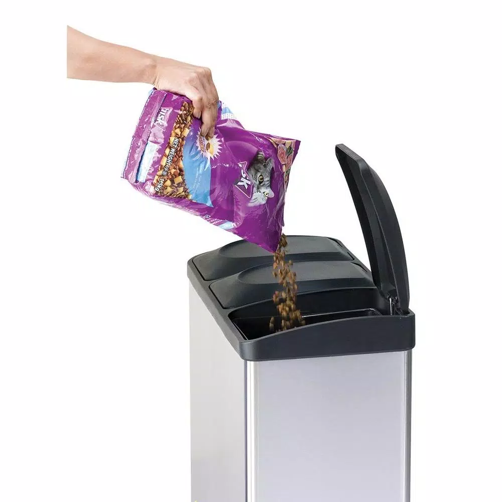 Step N' Sort 16 Gallon 3-Compartment Stainless Steel Trash and Recycling Bin