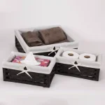 Household Essentials Black Paper Rope Wicker Utility Basket Set of 3 with Washable Cotton Liners thumbnail 5