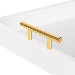 Kate and Laurel Lipton 16 in. White and Gold Decorative Wood Tray with Metal Handles thumbnail 3