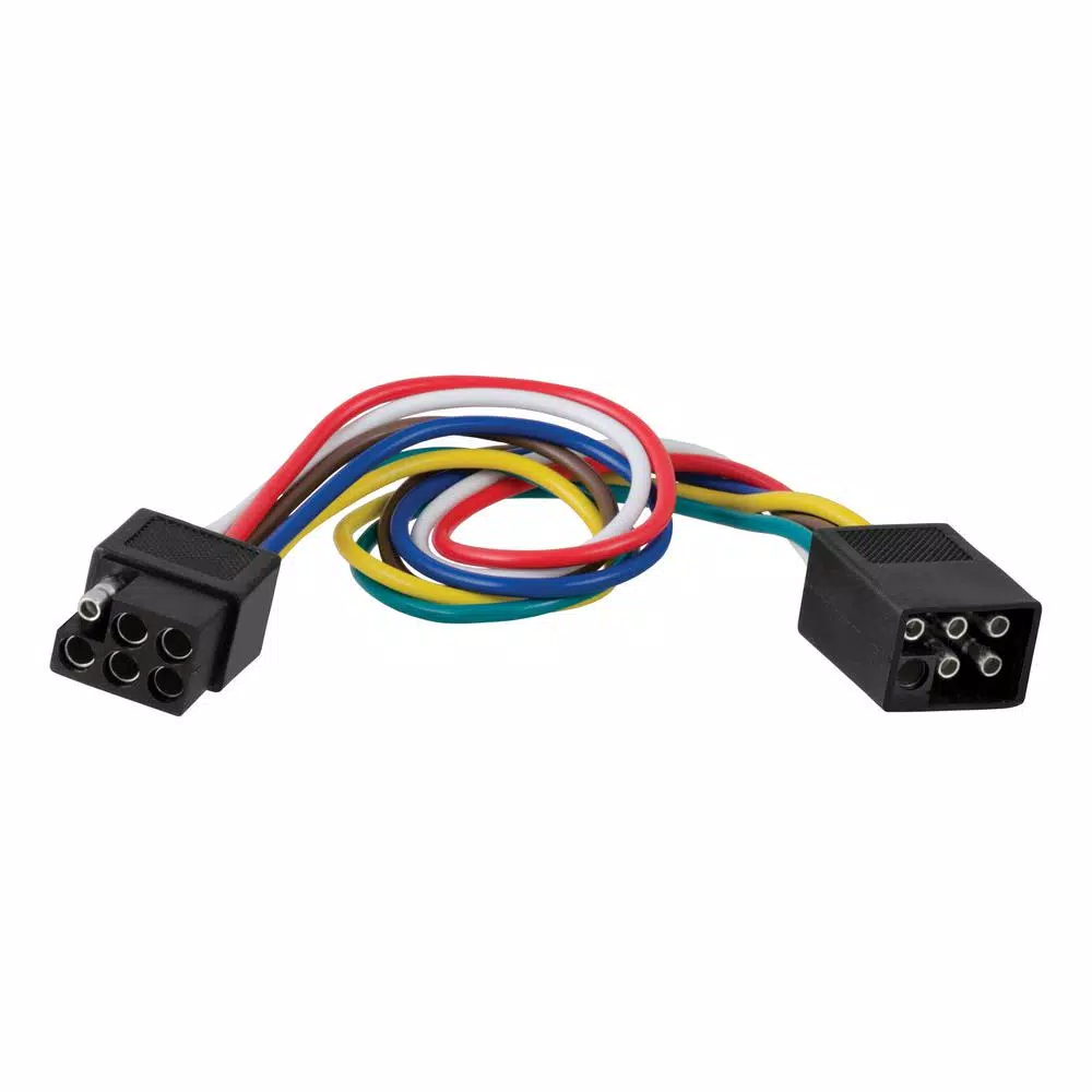 CURT 6-Way Square Trailer Connector Kit with 12" Color-Coded Wires