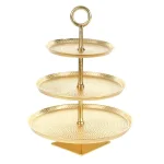 LITTON LANE Modern Reflections 3-Tier Gold Aluminum Cake Stand, 22 x 17 in. thumbnail 1