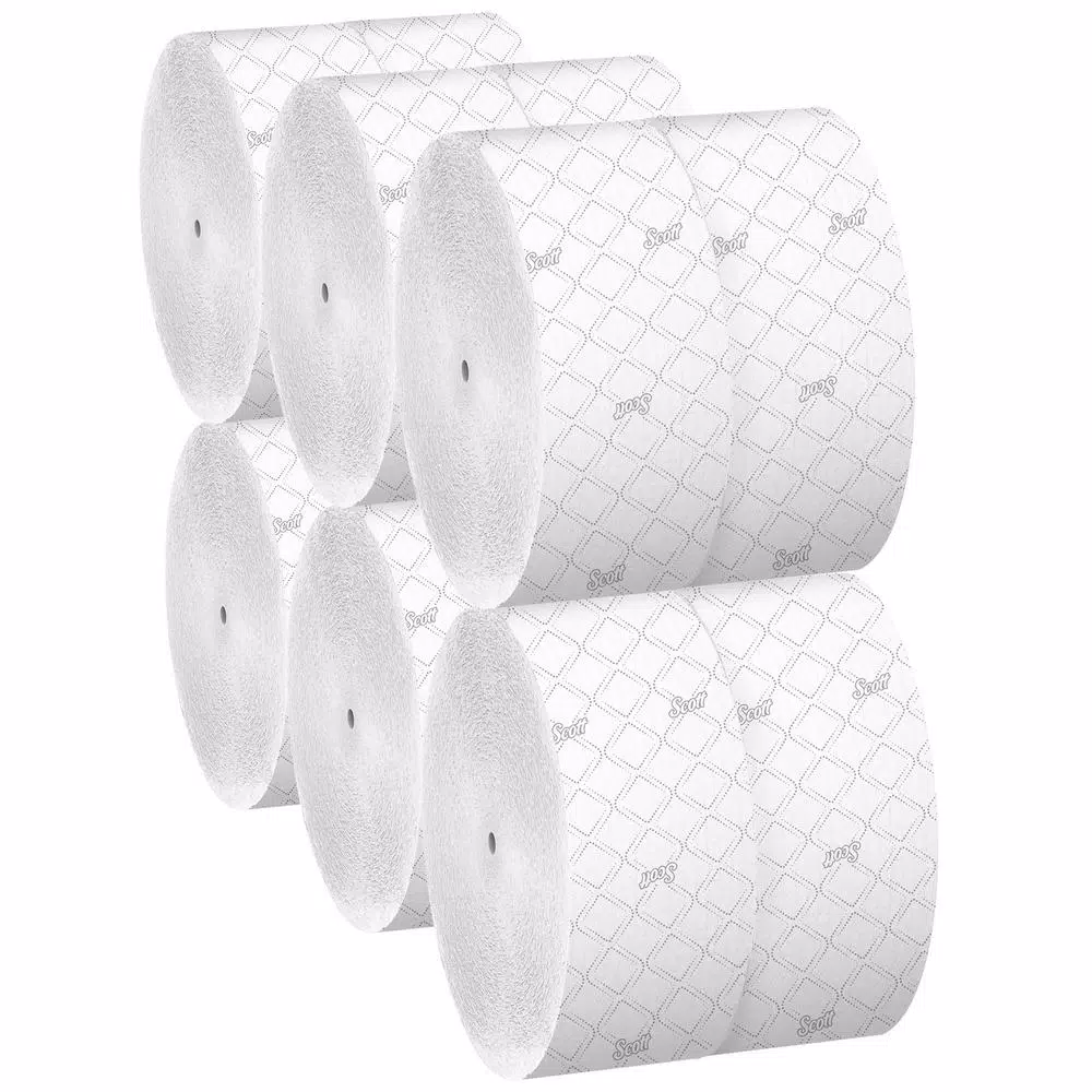 Scott Jumbo Roll White 2-Ply Coreless Toilet Paper, 12 Rolls Per Carton
