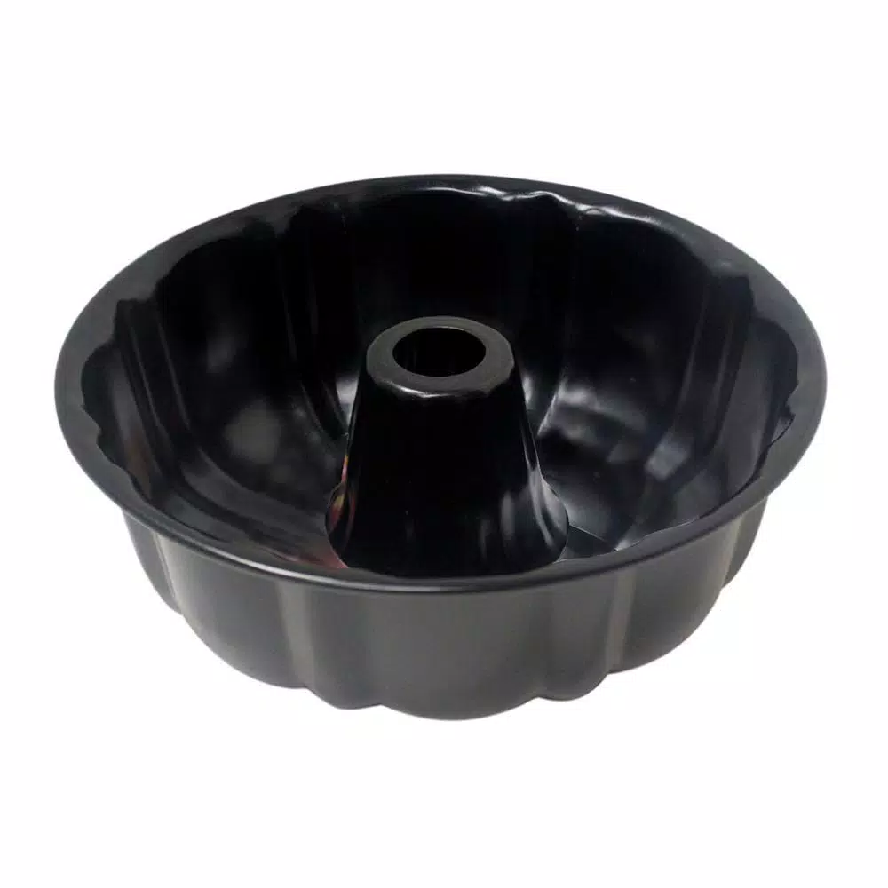 Home Basics Non-Stick Steel Fluted Bundt Cake Pan, Black