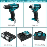 Makita 12V MAX CXT Cordless 3/8 in. Drill and Impact Driver Combo Kit with (2) 1.5Ah Batteries, Charger, and Bag thumbnail 2