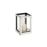 LITTON LANE 10 in. Silver Wood and Clear Glass Candle Holder, Modern Glam Candlestick thumbnail 2