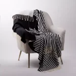 Glitzhome 60 x 50 in. Woven Cotton Geometric Jacquard Throw Blanket, Black and White thumbnail 1