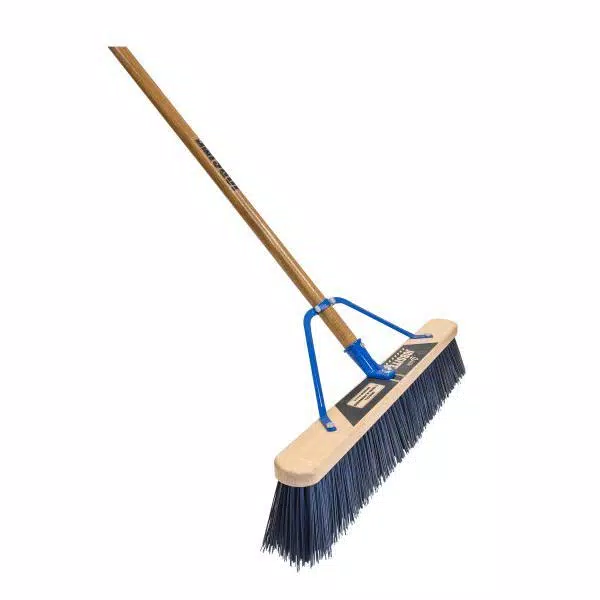 Quickie Job Site 24 in. Super Stiff Poly Push Broom with 60 in. Wood Handle (2-Pack)