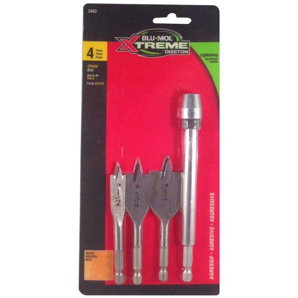 BLU-MOL Xtreme 4-Piece Spade Bit Set with 6 in. QC Extension
