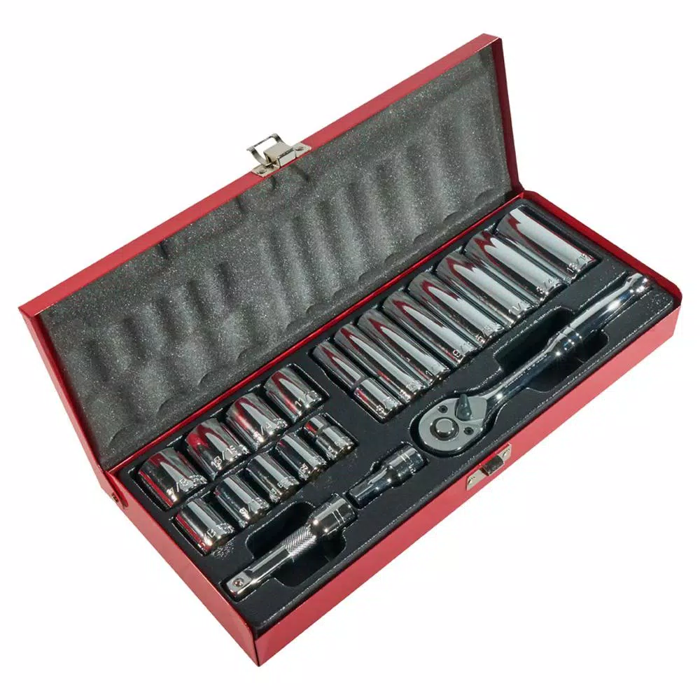 Klein Tools 20-Piece 3/8 in. Drive Socket Wrench Set with Metal Storage Case