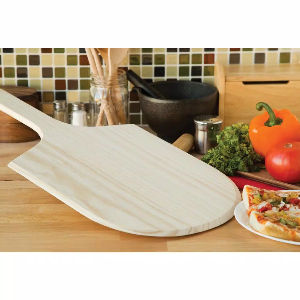 Fox Run Hardwood Pizza Paddle with Tapered Edge and Leather Hanging Loop