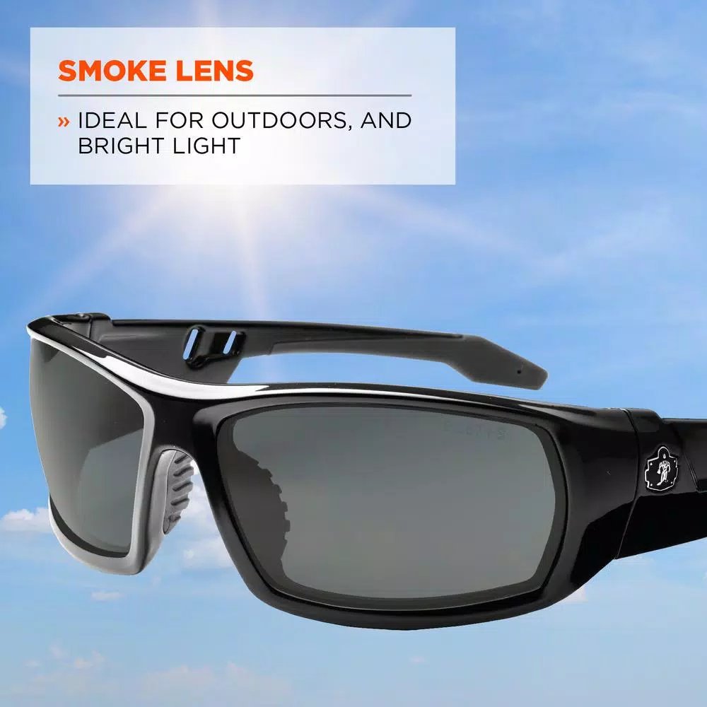 Ergodyne Skullerz Dagr Smoke Lens Black Safety Glasses - ANSI Z87.1+ Ballistic Impact Rated