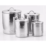 Old Dutch 4-Piece Stainless Steel Hammered Canister Set with Fresh Seal Covers thumbnail 2