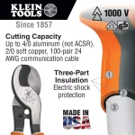 Klein Tools 9 in. Insulated High-Leverage Cable Cutter, 1000V VDE Certified thumbnail 2